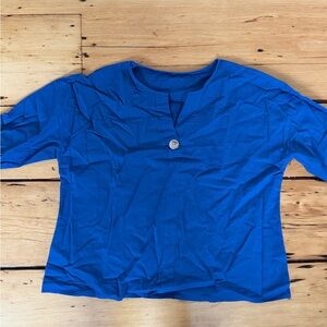 Blue Women's Blouse with Button Detail